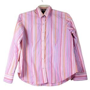 Van Heusen Women's Stripe Pink Button Front Long Sleeve Shirt